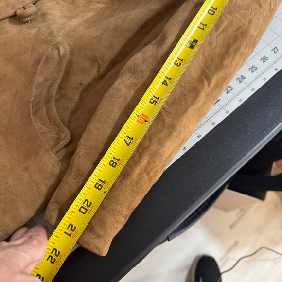 Vintage Brown Suede Coat with Dark Mink Fur Collar XS–S - Picture 14 of 16